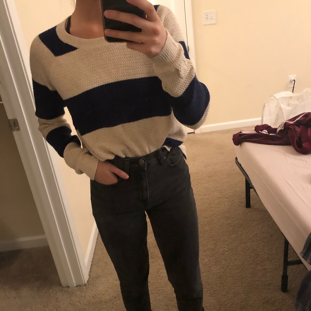 Madewell navy cream stripe sweater size S